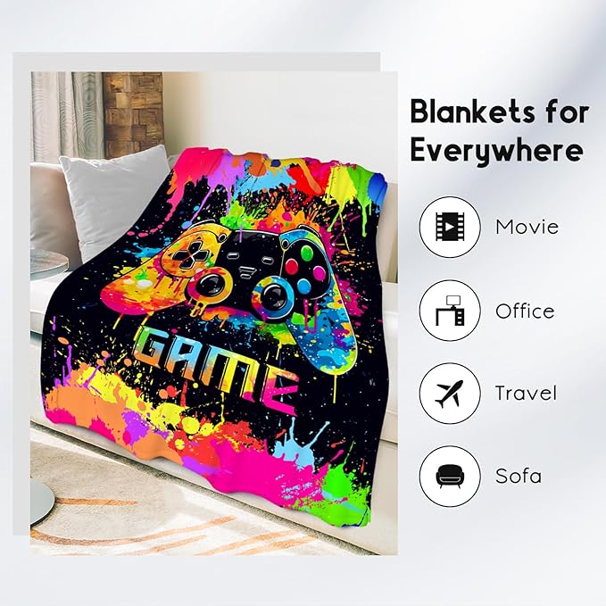 Mercuryelf Blanket for Boys Gaming Blankets Gifts - 30x40 Inch Cozy Flannel Throw for Kids