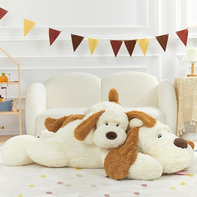 MaoGoLan 52“ Giant Stuffed Puppy Dog Animal,Ultra Soft Large Plush Soft Plush Dog Body Pillow Toy for Girls,Kids,Puppy Lover