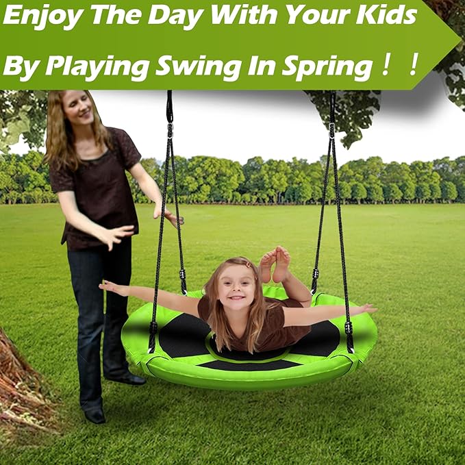 40" Saucer Tree Swing for Kids - 500Lb Weight Capacity, Waterproof Platform Swing Seat with Adjustable Ropes for Kids Playground Outdoor Activity Backyard Fun