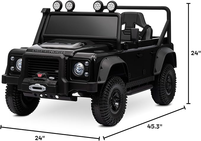 Kidzone Licensed Land Rover Defender 110 SVX 12V Ride On Car for Kids Ages 3–8, Electric SUV Toy with Parent Remote Control, Bluetooth Music, LED Headlights, Off-Road Wheels, Black