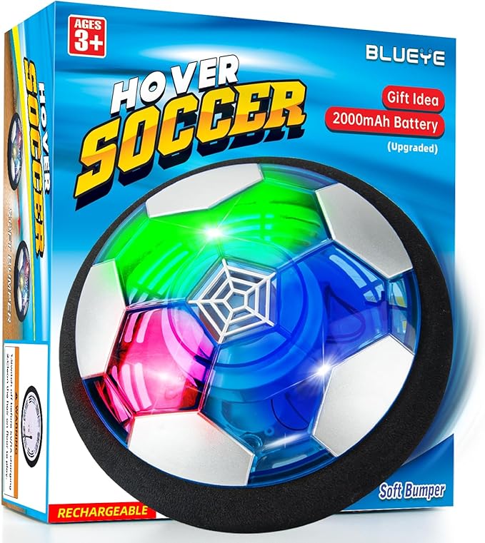 BLUEYE Rechargeable Hover Soccer Ball- Kids Toys -Indoor Toddler Game -Birthday for Boy Age 3,4,5,6,7,8,9 Years Old -Easter Basket Essential- Stocking Stuffers - Yankee Swap-1Pack