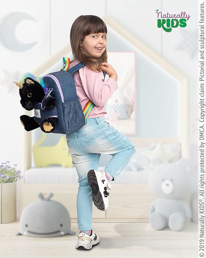 Naturally KIDS Black Unicorn, Gifts for 2 Year Old Girls, Gifts for 3 Year Old Girl, Toddler Unicorn Backpack