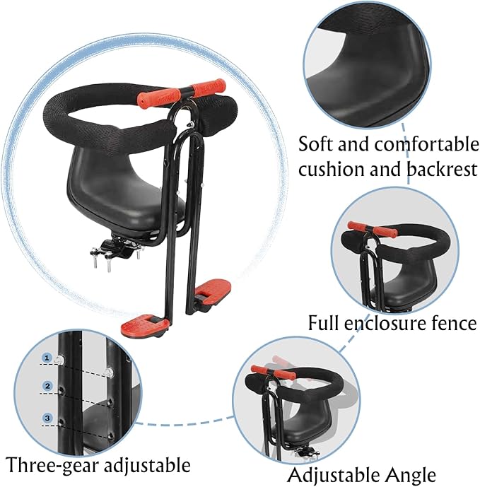 Child Sport Bike Seat - Front Mount,Sport Kids Bike Seat for Adult Bike,Sport Baby Bike Seat Front Mounted,Sport Toddler Bike Seat for Children 1~5 Years