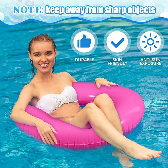 6 Pcs Inflatable Pool Floats 28 Inches Swim Tube Bulk for Adults Swimming Ring Pool Floaties for Beach Party Decorations Women and Men River Lake Summer Vacation Holiday (Rose Pink)