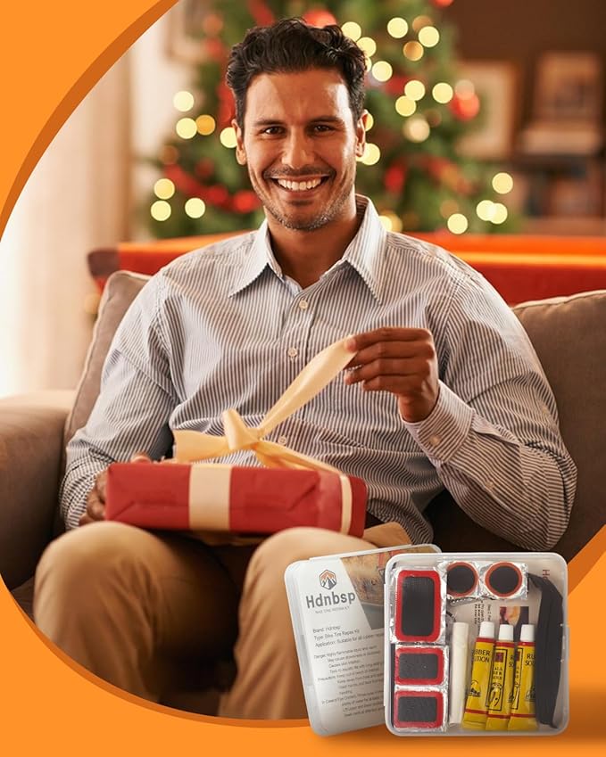 35 Pcs Bike Tire Repair Kit, Bicycle Inner Tube Patch Kit with Vulcanizing Patches, Tire Lever, Road Bike Flat Tire Patch Kits - Portable Case for Ebike, Motorcycle & Cycling Inflatable Tubes