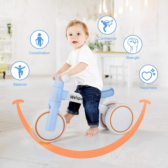 welspo Baby Balance Bikes for 1 Year Old Boys Girls 12-24 Months Kids Toddler First Bicycle Infant Walker Children No Pedal 3 Wheels Mini Bike Riding Toys