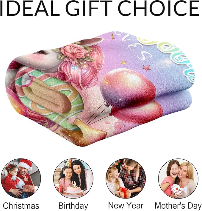 Custom Unicorn Blanket Gifts, 30 x 40 Inches Soft Lightweight Throw for Girls - Pink Cute Throw Blankets for Crib, Nap