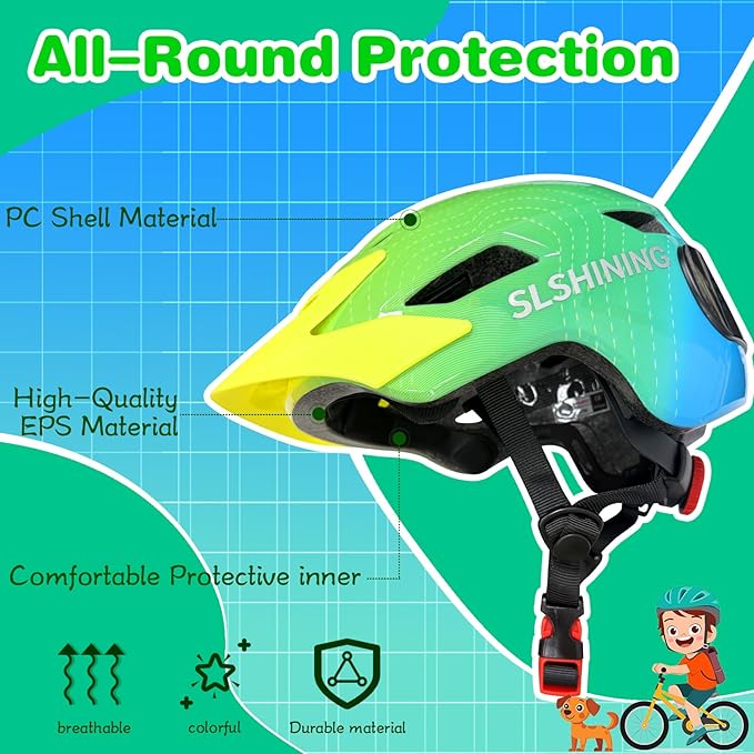 Kids Bike Helmet with LED Lights, Remote Control Turn Signals Safety Helmet Back Light for Youth Mountain Cycling Scooter Skateboarding, Adjustable and Lightweight for Boys Girls