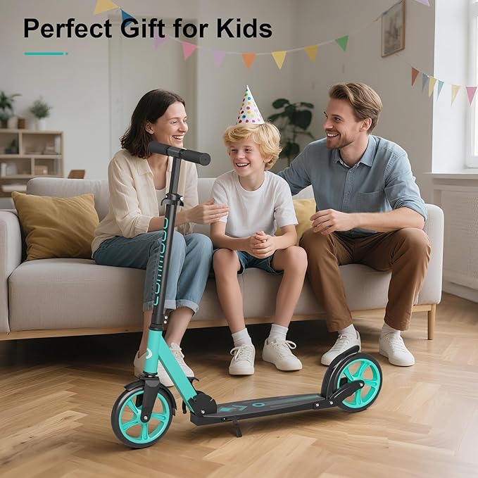 Kick Scooter for Kids 5-12, Teens, Foldable Lightweight Adult Scooter with 8 Inch Wheels, Max Load 240 LBS, Gift for Childs