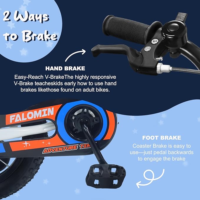 12/14/16 Inch Children’s Bike for Toddlers Kids Ages 3-8, Safe Non-Slip Tires, Removable Training Wheels, Coaster Brake, Easy Assembly, Perfect for Boys and Girls, Blue and White