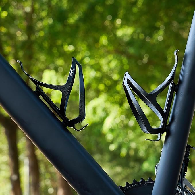 Corki Cycles Bike Water Bottle Holder Aluminum Alloy, Universal Bike Water Bottle Cage for Road, Mountain and Gravel Bikes - 2 Pack - Black