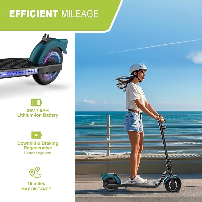 Electric Scooter Adults, Foldable E Scooter for Adults,500W Motor, 19 Mph, 21 Miles, 10" Tires Heavy Duty E-Scooter