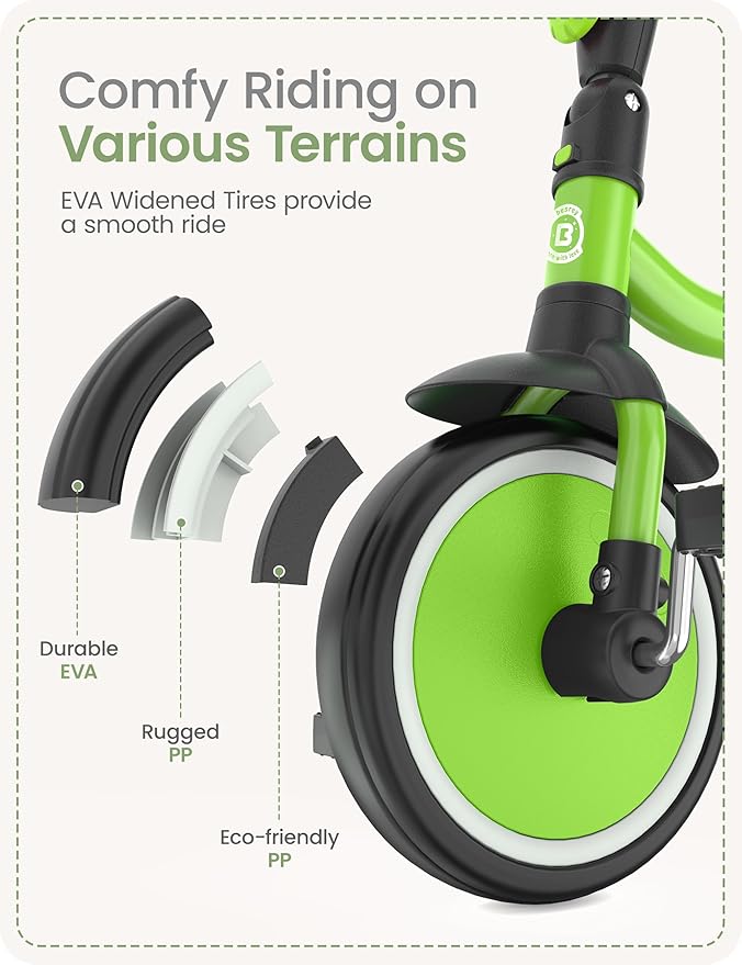 besrey Kids Tricycles Age 18 Month to 5 Years, Toddler Tricycle Kids Trikes Tricycle, Gift Toddler Tricycles for 2-5 Year Olds, Gift & Toys for Boy & Girl, Trikes for Toddlers, Grass Green