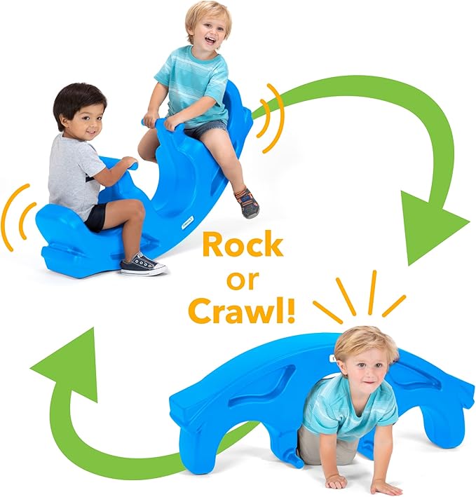 Simplay3 Rock and Roll Teeter Totter Seesaw - Rocking Fun for Two Toddlers or Kids Ages 18 Months to 5 Yrs- Sapphire, Made in USA