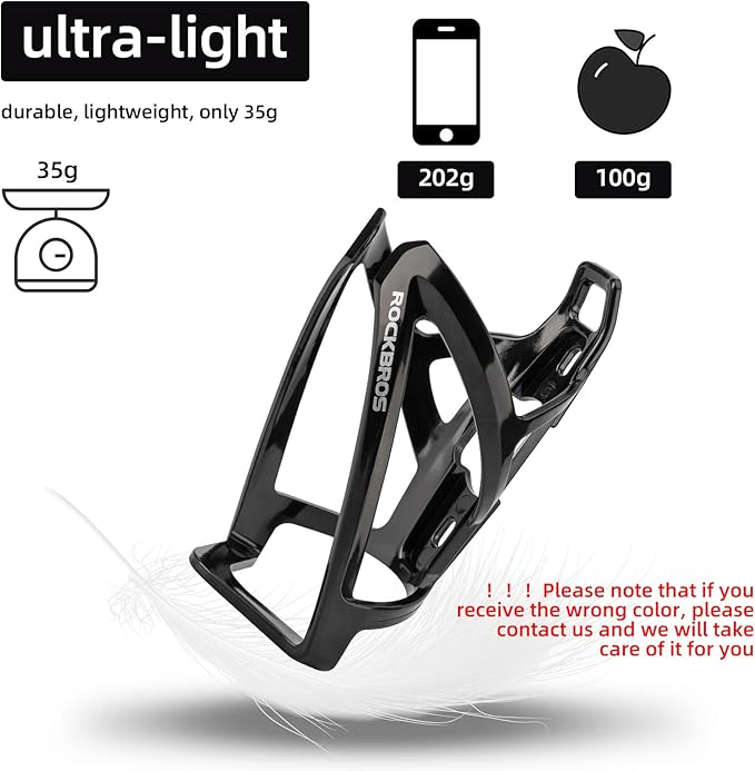 ROCKBROS Bike Water Bottle Holder Ultra-Light Bicycle Bottle Cages with Screws Tool, Universal Bike Cup Holder for Road MTB Mountain Bikes Cycling Accessories（2 Pack）