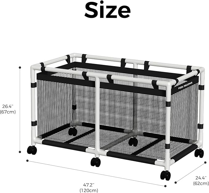 Pool Storage Bin, 90 Gallons, Holder for Noodles, Toys, Floats, Towels, Mesh Organizer for Swimming Equipments, Mini Plus Style