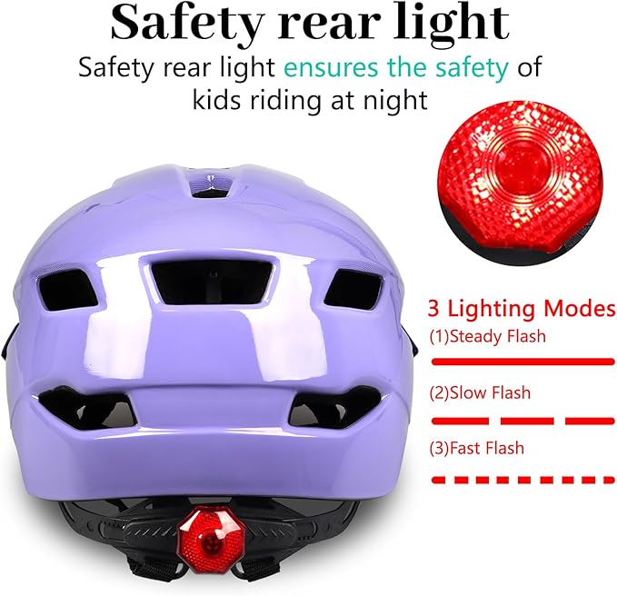 Kids Bike Helmet, Youth Toddler Boys Girls Helmets, 2 Size Adjustable for Ages 2-3-5-8-14 Years, Child Helmet with Visor and LED Light, Lightweight Multi-Sport Bicycle Scooter Cycling Helmets