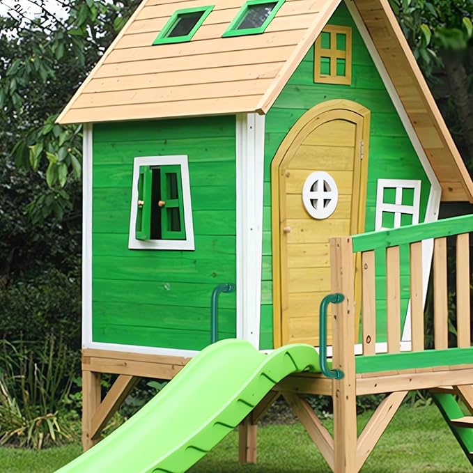 SELEWARE 6-Pack 12-Inch Green Metal Playground Safety Handles – Heavy-Duty, Non-Slip Grab Bars for Indoor/Outdoor Kids’ Playsets, Swing Sets, Playhouses, Treehouses, Jungle Gyms & Climbing Frames