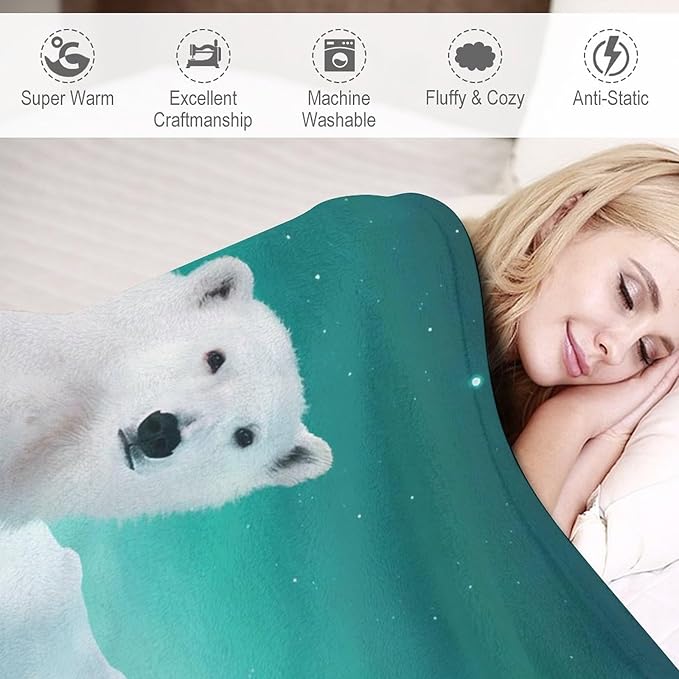 Polar Bear Blanket Polar Bear Gifts for Girls Women Polar Bear Throw Blanket for Kids Adults Soft Warm Cozy Fleece Blanket for Couch Sofa Bed 60"x80"