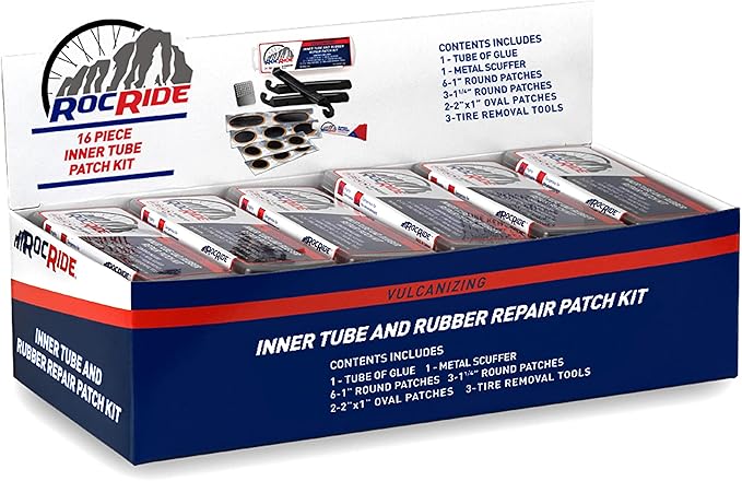 16-PC Inner Tube Patch Bicycle Repair Kit. Also for Inflatable Dinghies, ATVs, BMX and Motorcycles.