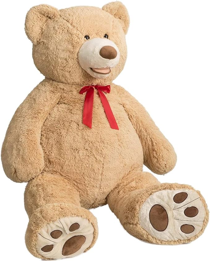 HollyHOME 5ft Giant Teddy Bear Stuffed Animal Huge Teddy Bear Plush with Big Footprints Valentines Gift 5 Feet Light Brown