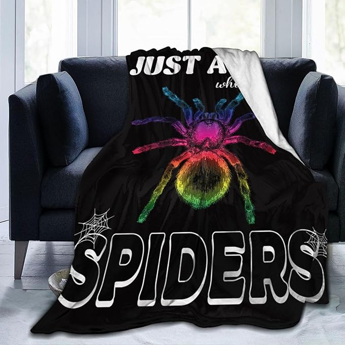 Spider Blanket for Girls Women Men Boys Flannel Fleece Just A Girl Who Lovers Throw Blanket Cozy Plush Ultra Soft Fuzzy Party Blankets for Bed Couch Sofa 50"X40"