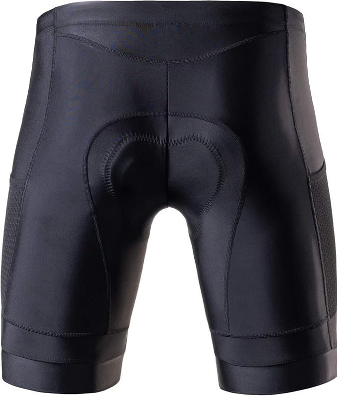 MY KILOMETRE Mens Triathlon Shorts with Adjustable Drawstring Easy Reach Leg Pockets Chamois for Long-Distance Tri Race