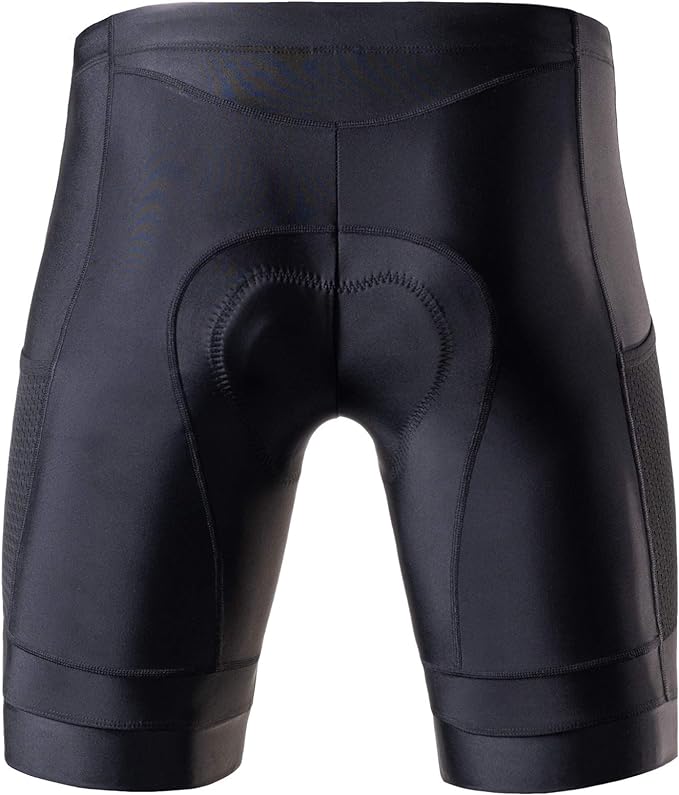 MY KILOMETRE Mens Triathlon Shorts with Adjustable Drawstring Easy Reach Leg Pockets Chamois for Long-Distance Tri Race