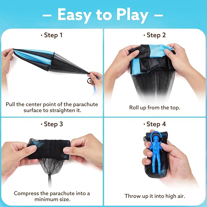 Parachute Toys for Kids 4 Pcs Outdoor Toys for 3 4 5 6 7 8 9 10 11 12 Year Old Boy Birthday Gift Flying Toy for Toddler Coolest Gifts for Teen Boy Girl Men