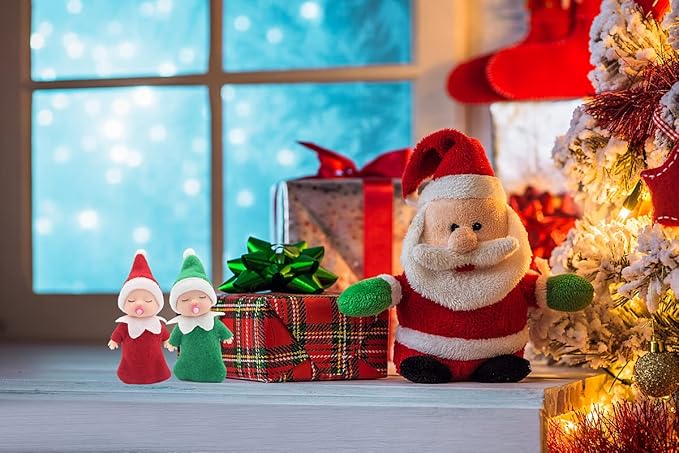 WULEEUPER Sleeping Elf Doll with Pacifier | Christmas Miniature Elf Doll Toys | New Year Holiday Decoration Party Gift (Green)