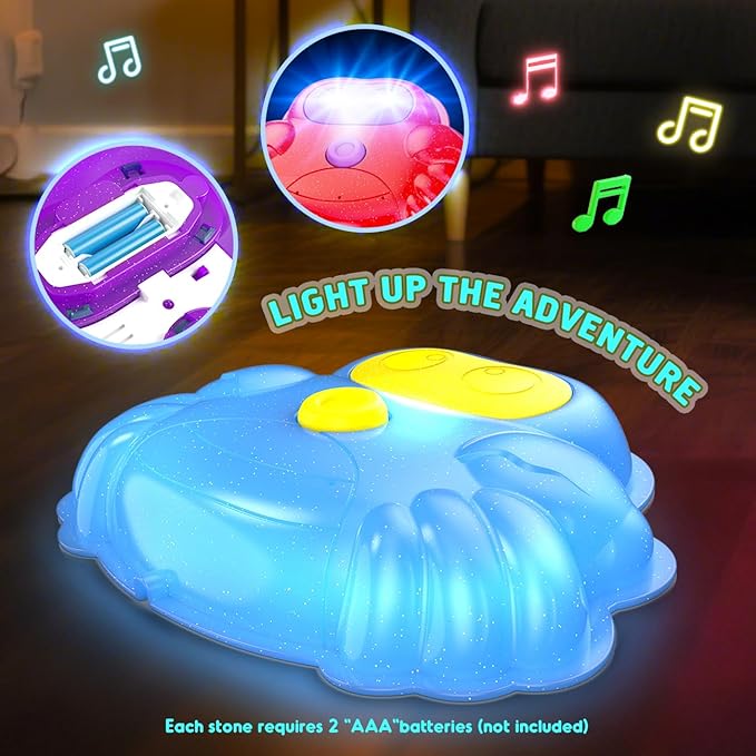 Light up & Sound Stepping Stones for Kids, 6PCS Crab Balance River Stones, Obstacle Course Indoor & Outdoor, Toddlers Sensory Toy, Play Equipment Improve Coordination, Gifts for Boys Girls 3+