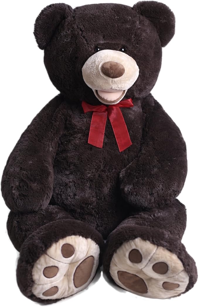 HollyHOME 5 ft Giant Teddy Bear Huge Teddy Bear with Embroidered Paw Big Plush Toy Gift for Girlfriend Kids 60 inches Chocolate Brown
