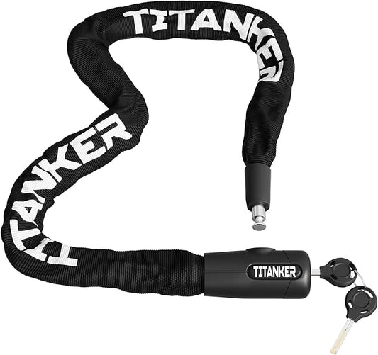 Titanker Bike Chain Lock with Keys, 3.3 Feet Security Heavy Duty Anti-Theft Bicycle Chain Locks for Bike, Motorcycle, Bicycle, Door, Gate, Fence, Grill (6mm, 8mm, 10mm Thick Chain)