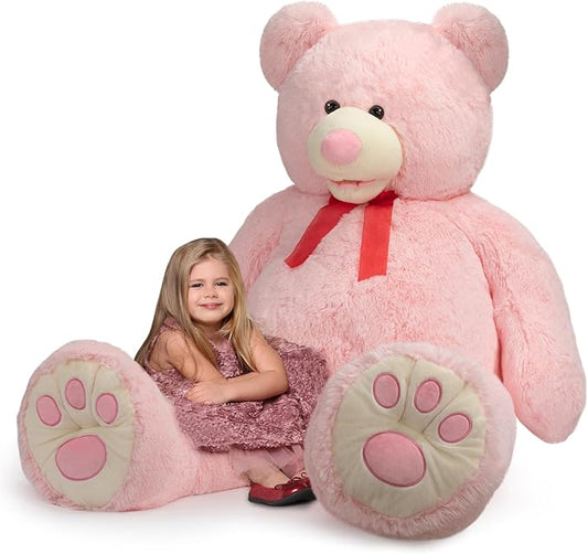 HollyHOME 5ft Giant Teddy Bear Stuffed Animal Huge Teddy Bear Plush with Big Footprints Valentines Gift 5 Feet Pink