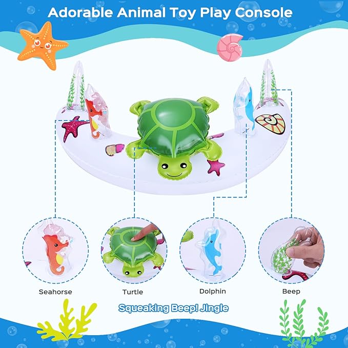 Baby Pool Float with UPF50+ Sun Protection Canopy, Inflatable Toddler Swimming Float with Ocean Animal Toys, Infant Pool Floaties with Adjustable Safety Seat for Kids 6-36 Months