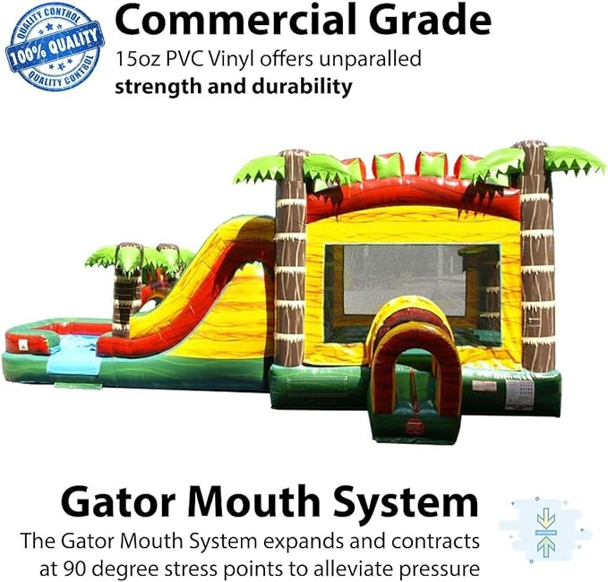 TentandTable Inflatable Bounce House Water Slide for Kids 5-12 Large, Commercial Grade Mega Bouncy Castle for Adults, Jump House, Includes Electric Air Blower, 32' L x 16' W x 15' H, Fire Marble