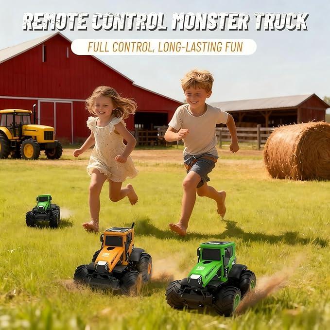 Remote Control Tractor Toy - 1:14 Amphibious RC Monster Truck Toys for Kids, 2.4 GHz 4WD All Terrain Off-Road Farm Vehicle, Perfect Birthday for Boys and Girls