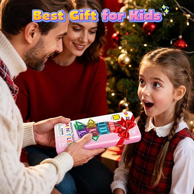 Mini Magnetic Tiles Toddler Travel Essentials Set with Case, Magnetic Blocks Building Montessori Educational Learning Sensory Preschool Toys for 3+ Year Old Boys Girls Birthday Gifts
