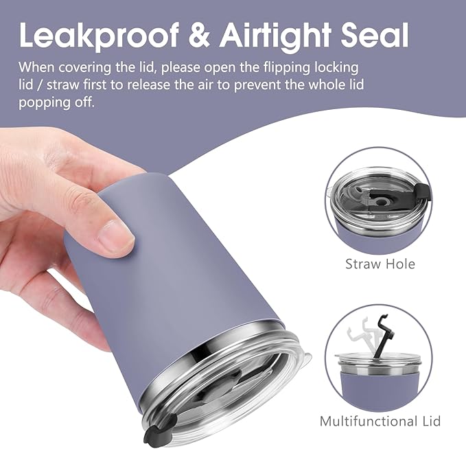 Stainless Steel Kids Cups with Lids and Straws Leakproof, 2 Pack 12oz Spill Proof Cups for Toddlers Kids Tumblers Unbreakable Sippy Cup with Straws for School, Outdoor (Dark Gray & Gray)