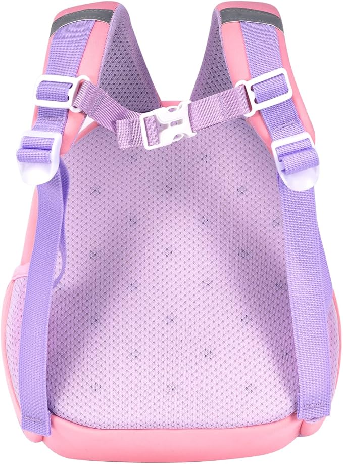 Lightweight and breathable children's dinosaur schoolbag, made of SBR diving fabric, suitable for kindergarten backpacks (pink, Large)