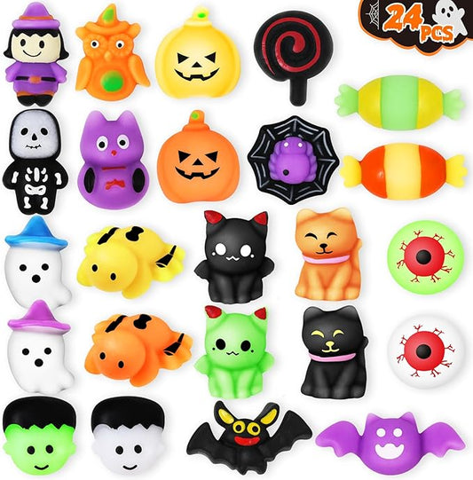 OCHIDO 24 Pcs Halloween Squishy Toys, Halloween Party Favors Mochi Squishy Toys, Halloween Goodie Bag Fillers Gifts for Kids, Trick Or Treat Bags Bulk, School Classroom Prizes