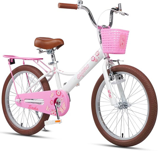 Glerc Sasha Girls Bike, 12-20 Inch Kids Bike for Children Ages 2-13 Years, Kids Bicycle with Doll-Seat & Basket & Training Wheels, Multiple Colors