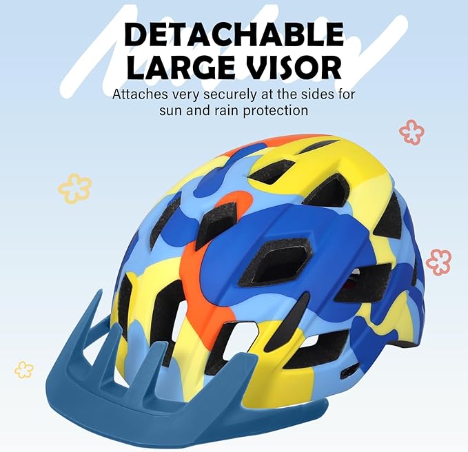 Kids Bike Helmet, 2 Size Adjustable for Youth Toddler Boys & Girls 3-5-8-10-12-14 Years, Child Helmets with Visor for Skating Cycling Scooter