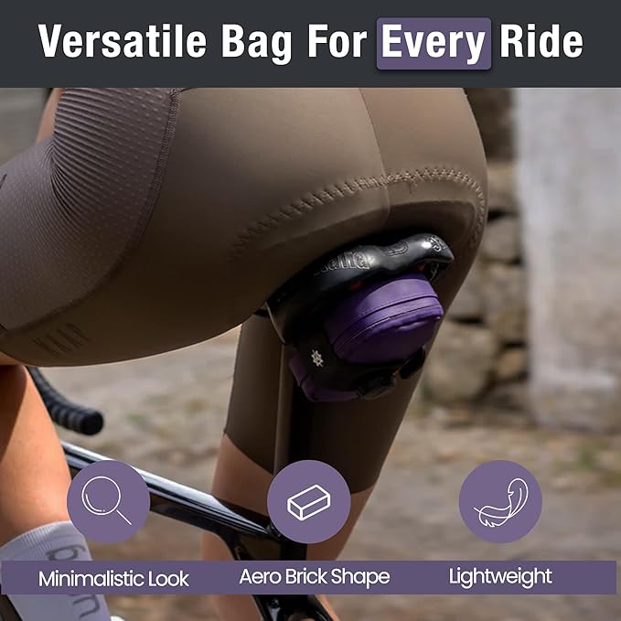 Lumiere & Co. Falcon Magnetic Saddle Bag – 0.37L | 5"x 3"x 1.5" | Sleek Minimalist Design, Fast Magnetic Buckle Attachment | Cycling Bike Bag (Purple, Ultra Small)