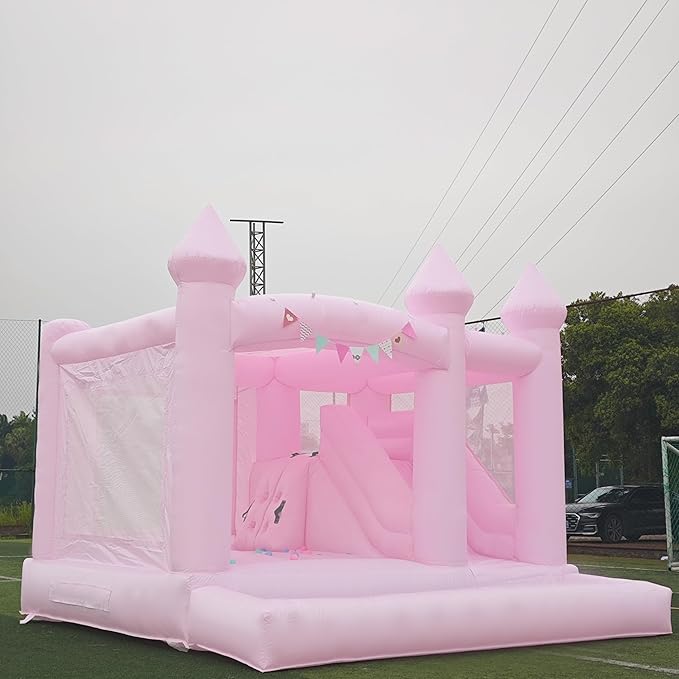 13FTx13FT Large Pink Inflatable Bounce House 100% PVC Bounce House for Big Kids Pink Jumper Bouncy Castle Kids and Adult Wedding Decorations for Outdoor Birthday Party（Including 1500W Blower）