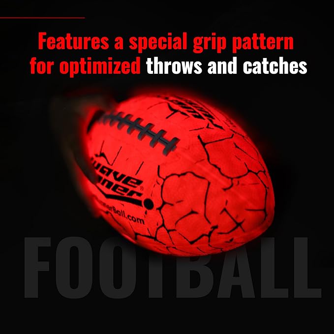 Wave Runner LED Light-Up Football - Glow in The Dark Football Games- Size 10.35 in. with Pump and Batteries Included | Perfect Football Game Gifts for Teen Boys Ages 7-15 Football Fans & Players