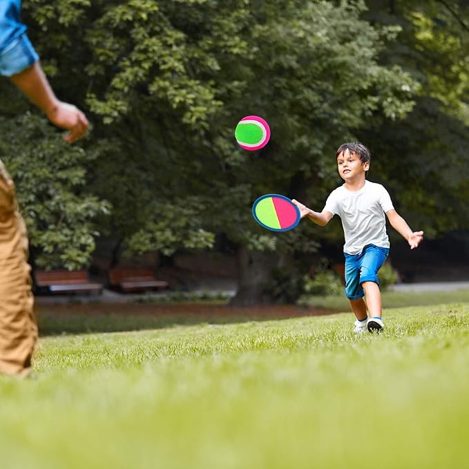Aneco Toss and Catch Paddle Game Set Disc Paddles and Toss Ball Sport Game with Storage Bag, 6 Paddles and 6 Balls