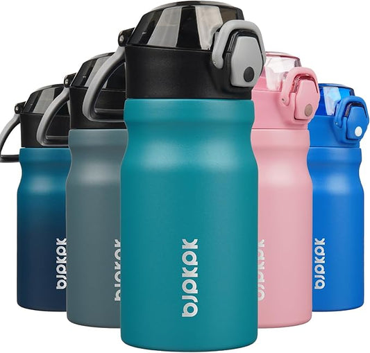 BJPKPK Stainless Steel Insulated Water Bottle with Straw Lid 14oz Reusable Metal Thermal Flask Bottles Keep Cold and Hot,Laguna