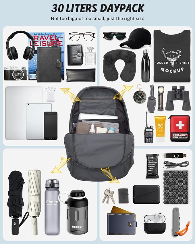 Gonex 30L Ultra Lightweight Packable Backpack, Handy Foldable Daypack for Camping Outdoor Travel Cycling Backpacking