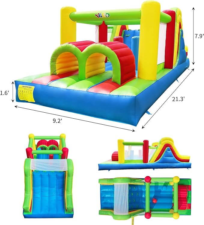 YARD Bounce House for Big Kids 5-12, 21.3'x9.2'x7.9' Inflatable Obstacle Course Bouncy Castle with Large Slide for Ages 3-6,8-12, Jump House with 750w Blower for Outdoor Party